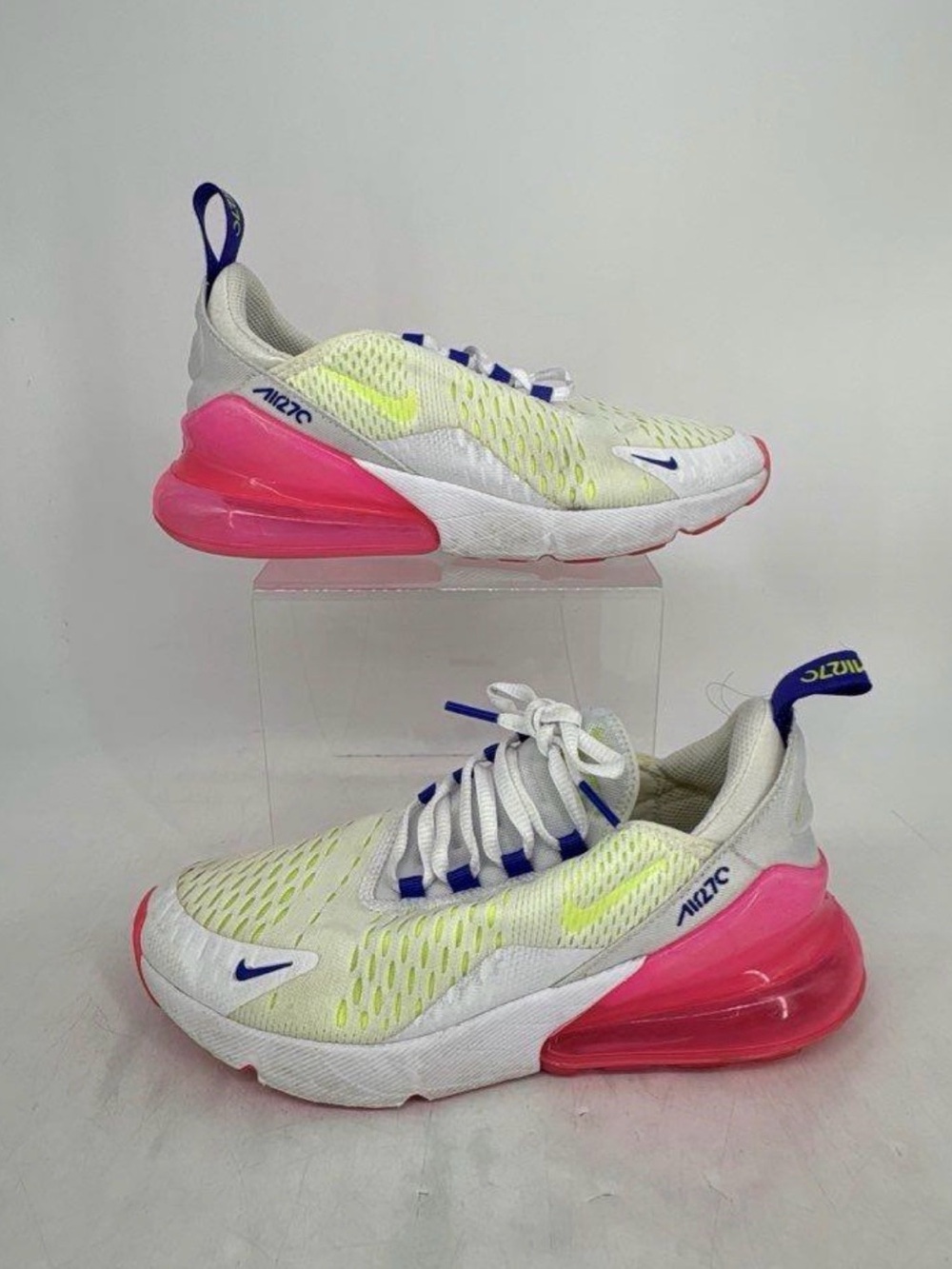 Nike Air Max 270 White, Neon Yellow & Hot Pink Sneakers~ Sz 6.5